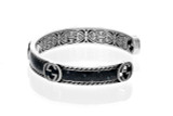 Gucci Jewelry GUCCI Interlocking G Cuff Silver & Black Bracelet YBA6455700030 