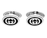 Gucci Jewelry GUCCI Sterling Silver & Black Enamel Interlocking G Cufflinks YBE68128300100U 