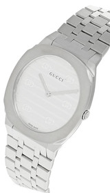 GUCCI 25H 30MM QTZ Stainless Steel Silver Dial Womens Watch YA163501