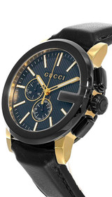 Gucci watches GUCCI G-Chronograph 44MM Black Dial BLK Leather Men's Watch YA101203 