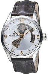 HAMILTON Jazzmaster Open Heart AUTO Silver Dial Leather Watch H32705551