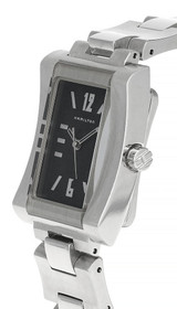 HAMILTON Square Black Dial Stainless Steel Vintage Watch H000032S