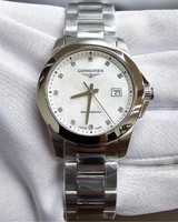 LONGINES Conquest Quartz SS 30MM 11 Diamond White MOP Women's Watch L3.376.4.87.6