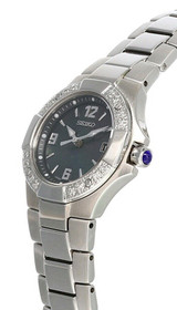 Seiko watches New Seiko Coutura 28MM Black MOP Dial S-Steel Bracelet Women's Watch SXD575