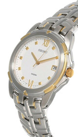 Seiko watches New Seiko White Dial Two-tone S-Steel Men's Watch SGE778P1