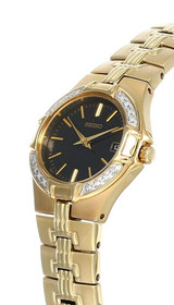 Seiko watches Seiko 25MM Black Dial S-Steel Bracelet Women's Watch SXDA44