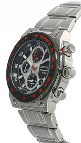 Seiko watches Seiko Black Dial Chronograph Alarm Stainless Steel Men's Watch SNAD55