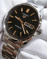 TAG Heuer Watches‎ TAG HEUER Carrera Day-Date Automatic 41 MM Black Dial SS Men's Watch WDA2111.BA0043 